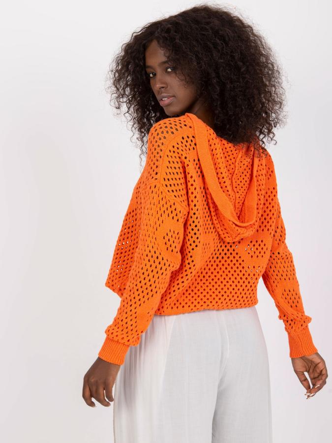 Sieťovinový nadrozmerný sveter s kapucňou RUE de PARIS pomarančový