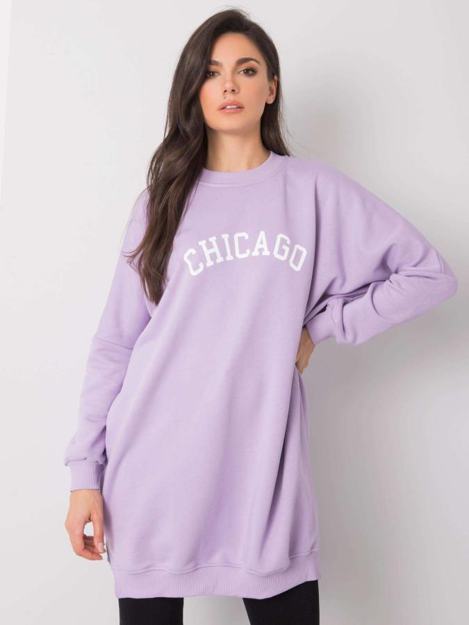 Rue Paris svetlo fialová bavlnená tunika s nápisom CHICAGO