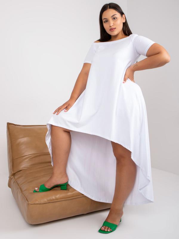 Nadrozmerné biele šaty s volánmi PLUS SIZE