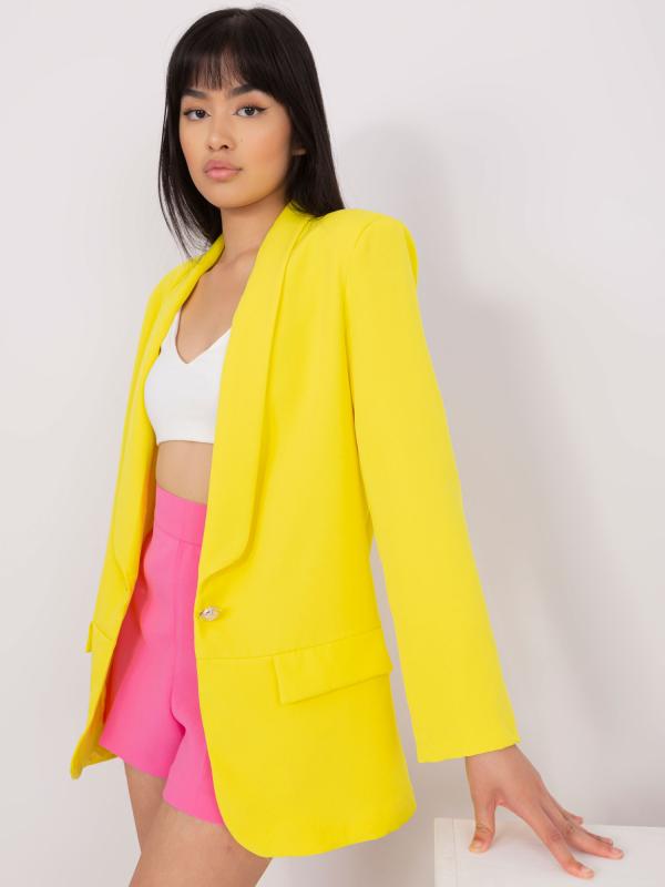 Žlté elegantné sako s dlhým rukávom