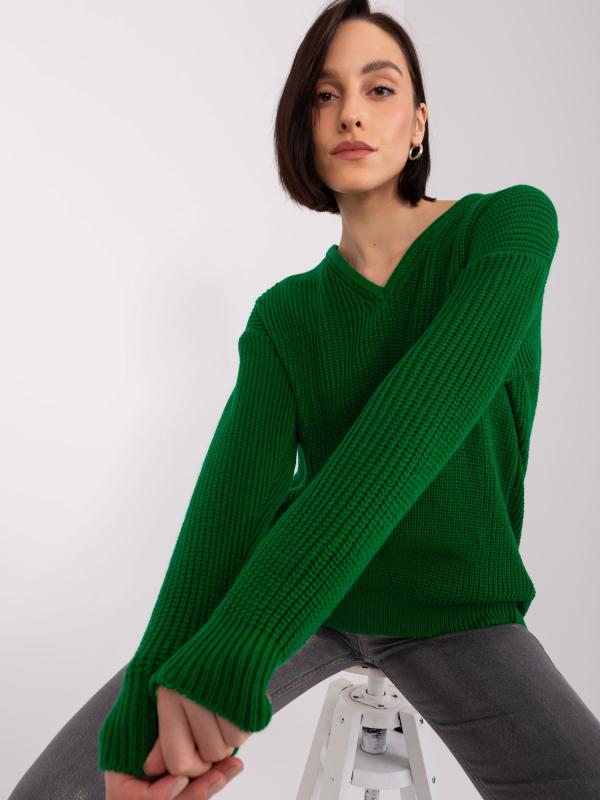 Tmavo zelený oversize sveter