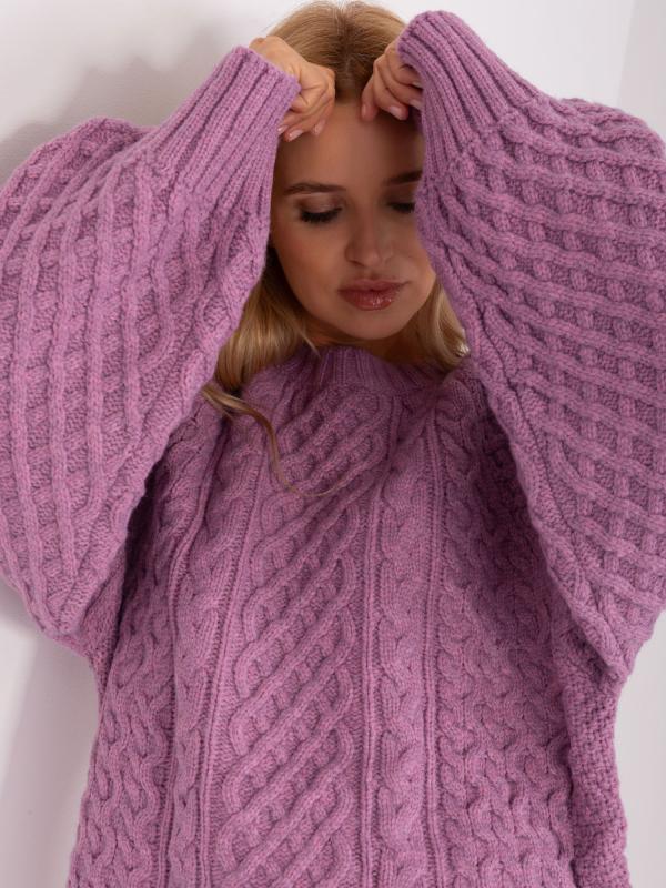 Fialové pletené svetrové minišaty