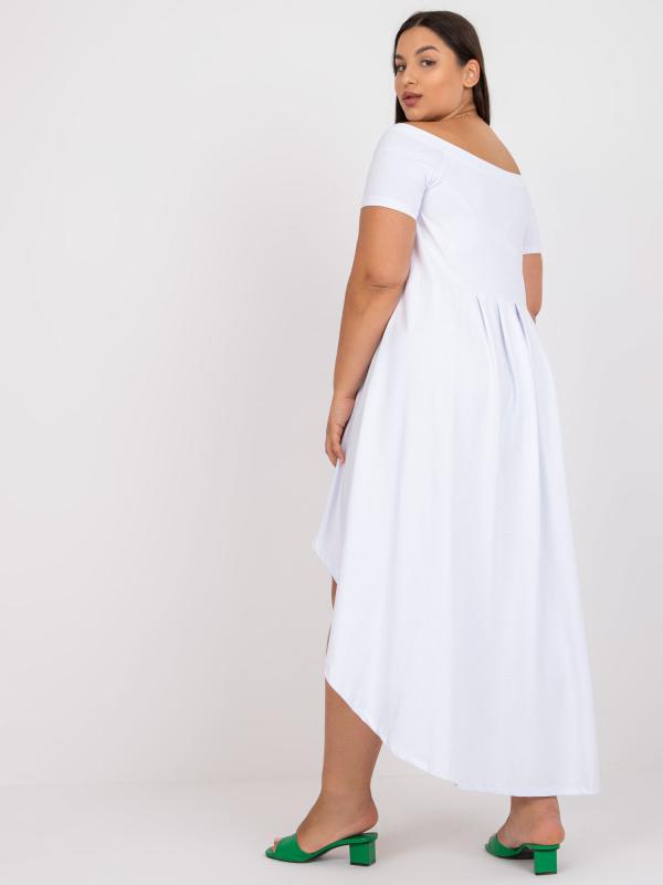 Nadrozmerné biele šaty s volánmi PLUS SIZE