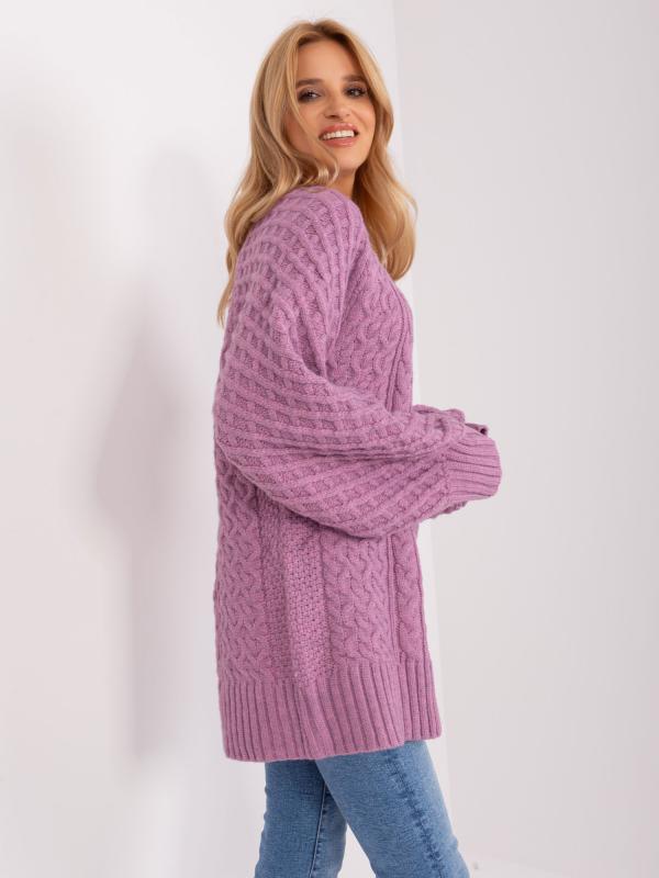 Fialové pletené svetrové minišaty