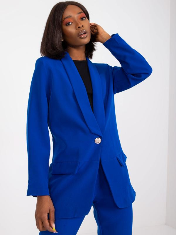 Kobaltové elegantné sako s dlhým rukávom