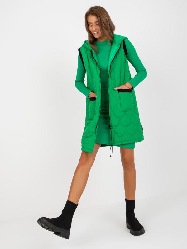 Zelená prešívaná vesta s kapucňou Rue de Paris