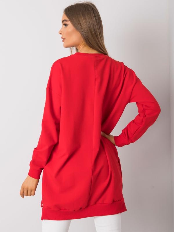 Červená dámska tunika so zipsmi na bokoch