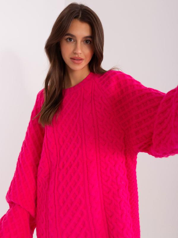 Fuchsiové pletené svetrové minišaty