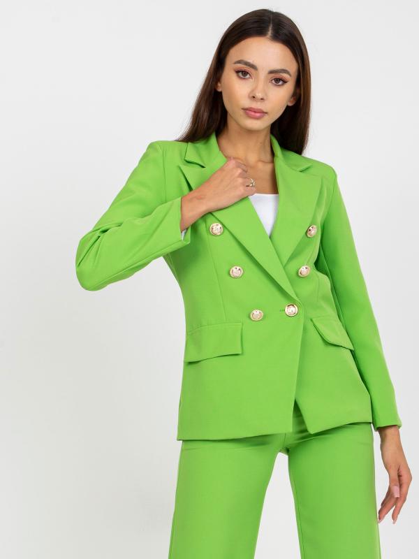Svetlo zelené vypasované sako s dlhými rukávmi