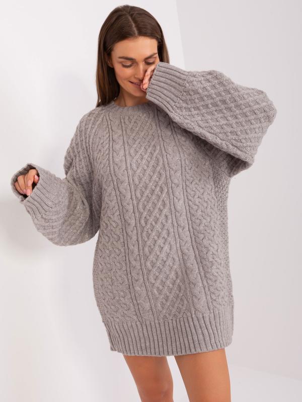 Šedé pletené svetrové minišaty