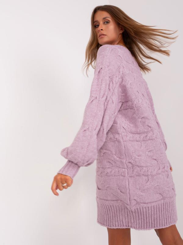 Pletené šaty s vrkočmi svetlo fialové