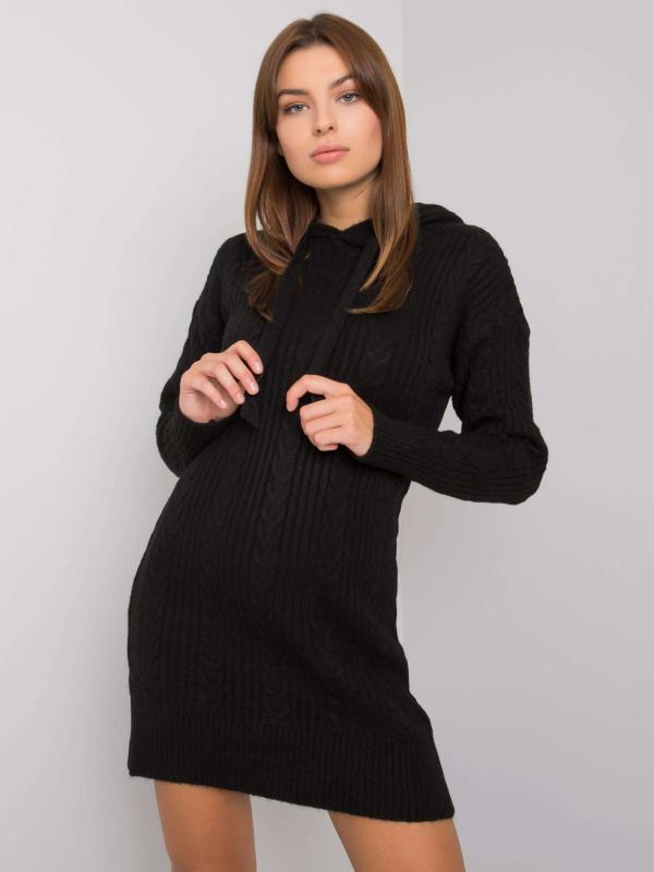 RUE PARIS Čierne šaty s kapucňou