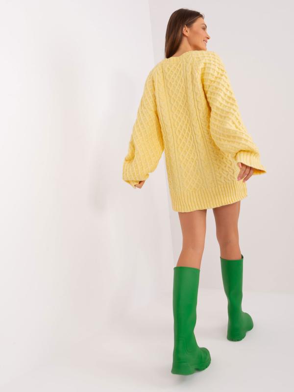 Svetlo žlté pletené svetrové minišaty