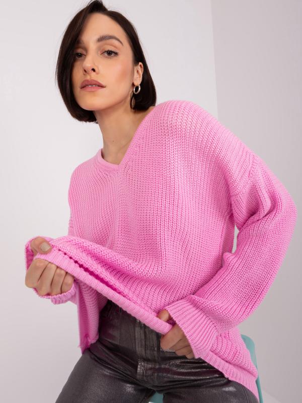 Ružový oversize sveter