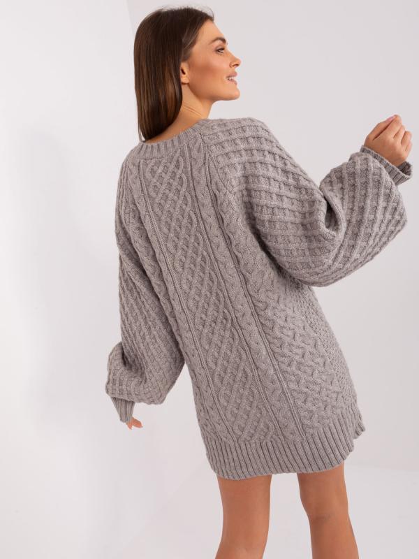 Šedé pletené svetrové minišaty