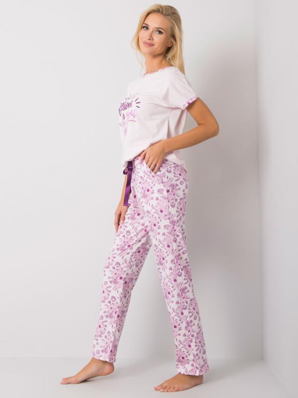 Dámske pyžamo svetloružové s potlačou