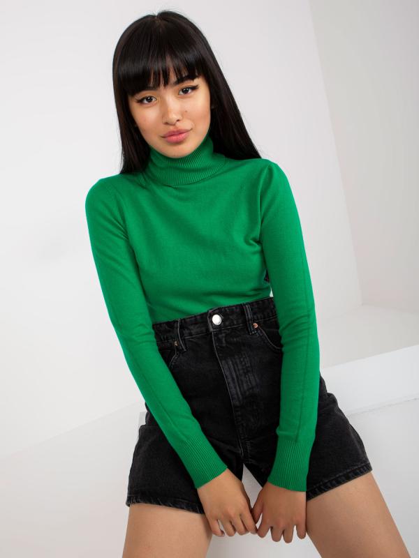 Mäkký zelený rolákový sveter