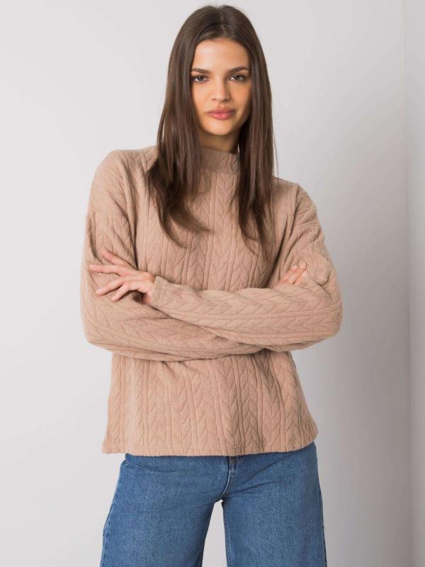 Tmavo béžový sveter s jemným vzorom Braley Rue de Paris