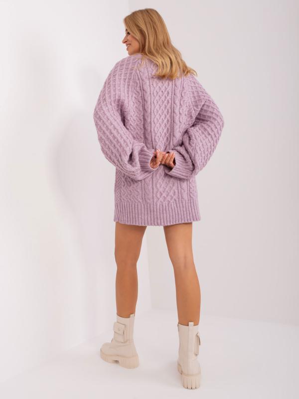 Svetlo fialové pletené svetrové minišaty