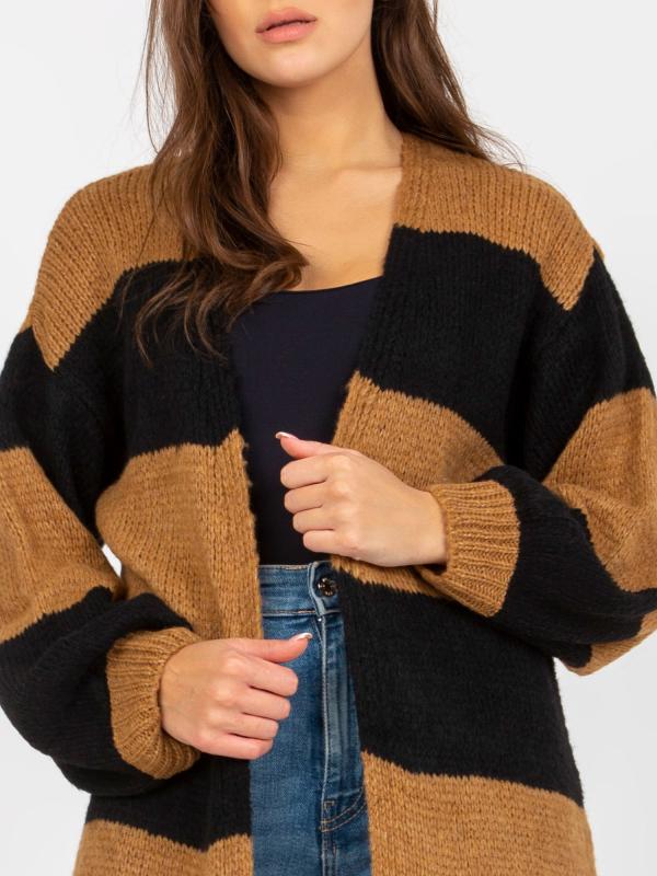 Voľný pruhovaný sveter OH BELLA vo farbe ťavy