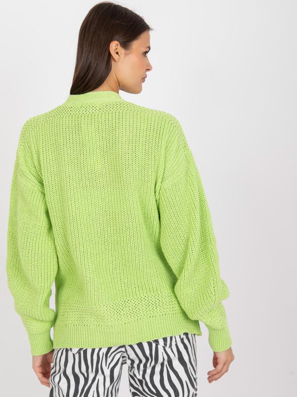 Voľný kardiganový sveter s gombíkmi svetlo zelený