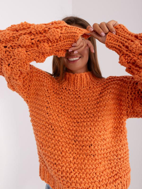Pomarančový nadrozmerný sveter s hrubým úpletom