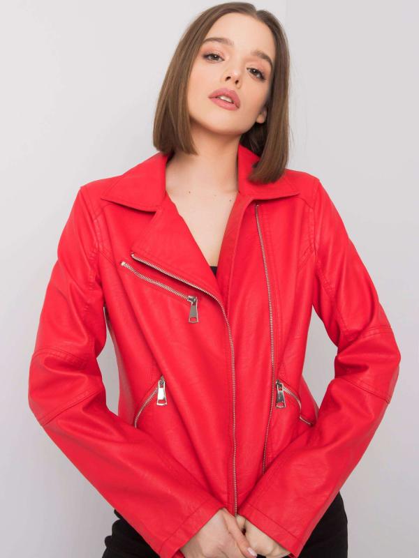 Červená dámska bunda z ekokože Bretónsko