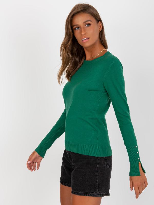 Klasický sveter s O -výstrihom zelený