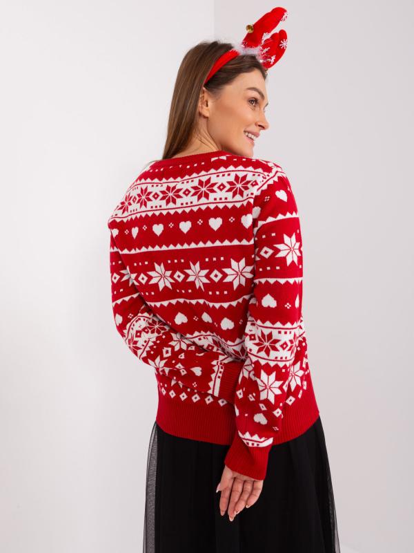 Červený sveter s vianočným motívom SUBLEVEL