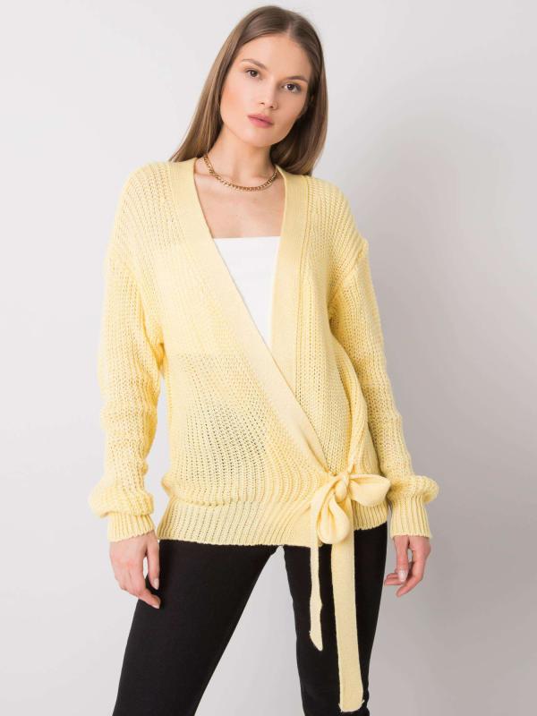 Rue Paris Jasne žltý sveter s viazaním