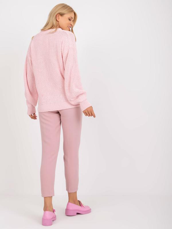 Voľný kardiganový sveter s gombíkmi svetlo ružový