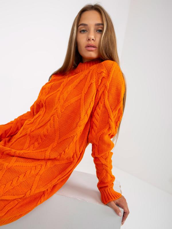 Oranžové pletené šaty s vrkočmi RUE PARIS