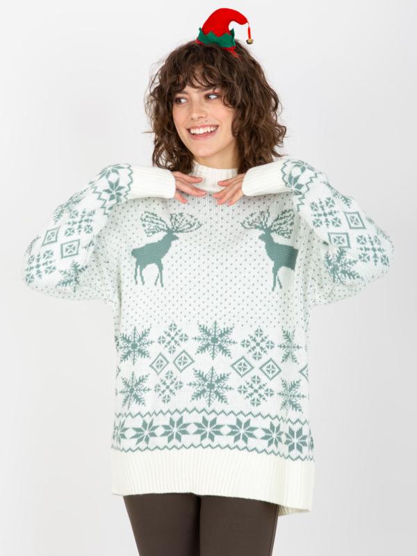 Mätový nadrozmerný sveter s Vianočnými vzormi