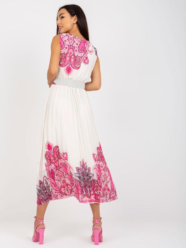 Ružové plisované midi šaty UNI veľkosti s obálkovým výstrihom