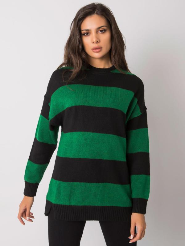 Zelený  dámsky pruhovaný sveter