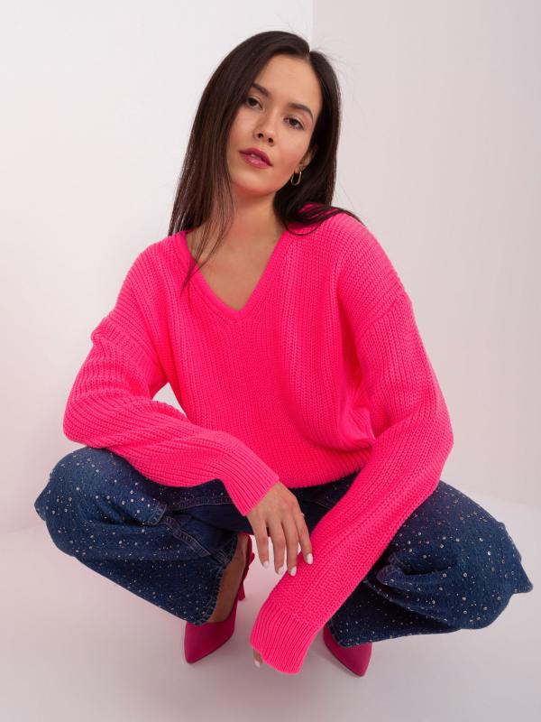 Fluo ružový oversize sveter