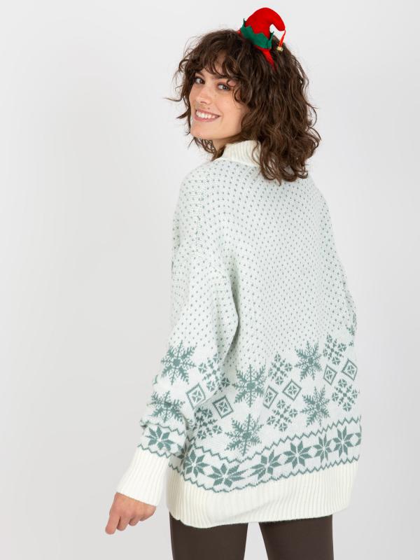 Mätový nadrozmerný sveter s Vianočnými vzormi